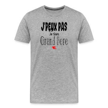 J'Peux Pas Je suis Grand Père - T-shirt bio Premium Homme - gris chiné - Devant - Damien (186cm)