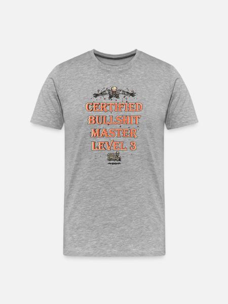 Certified Bullshit Master Level 3 - Men's Premium Organic T-Shirt - heather grey