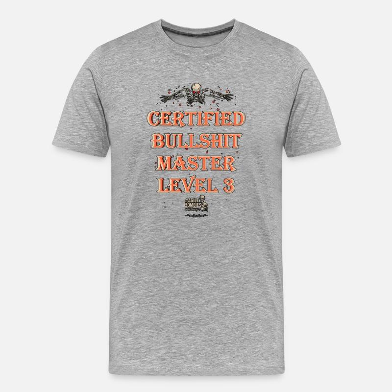 Certifié Bullshit Master Niveau 3 - T-shirt bio Premium Homme - gris chiné