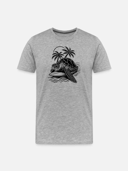 Surf Turtle - Tropical Beach Vibes - Men's Premium Organic T-Shirt - heather grey
