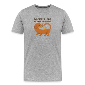 Dackelliebe kennt kein maß - Männer Premium Bio T-Shirt - Grau meliert - Vorne - Damien (186cm)