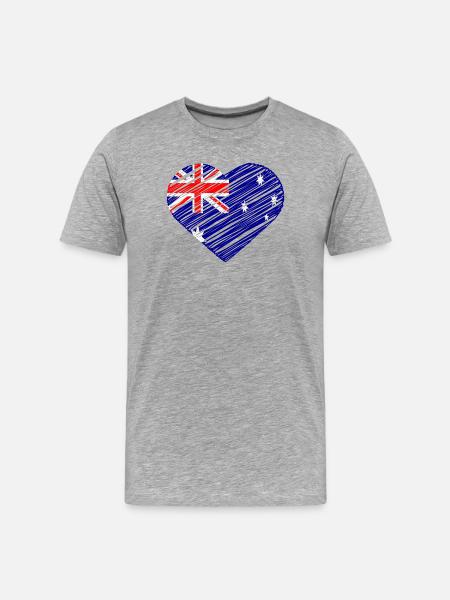 Australian Flag Heart Design - Men's Premium Organic T-Shirt - heather grey