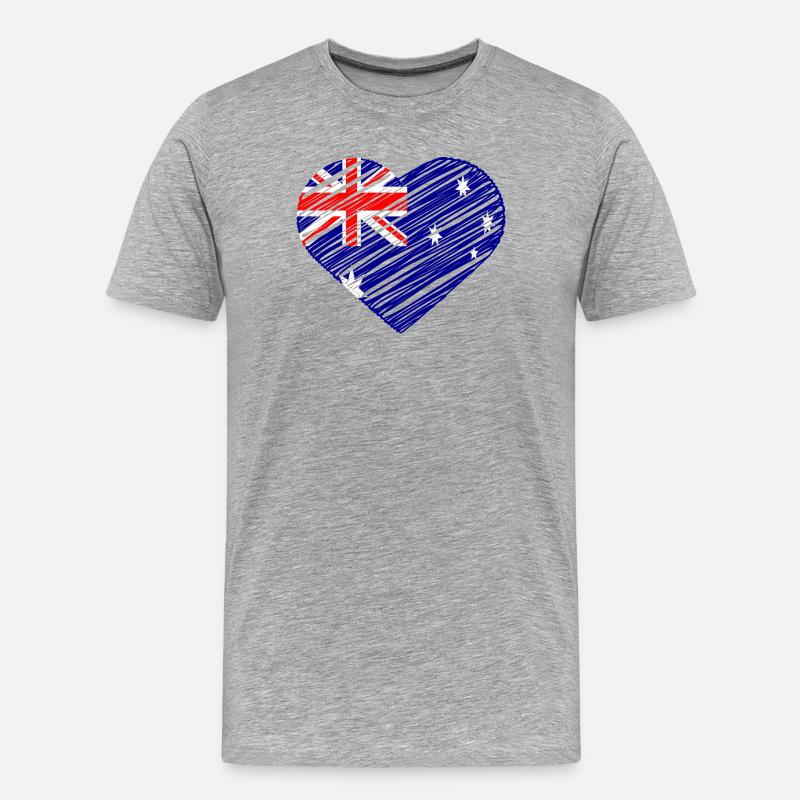 Australische Flagge Herz Design - Männer Premium Bio T-Shirt - Grau meliert