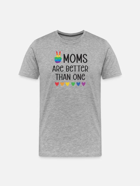 Mese dell'orgoglio LGBTQ - Due mamme sono meglio di una - Maglietta ecologica premium da uomo - grigio melange