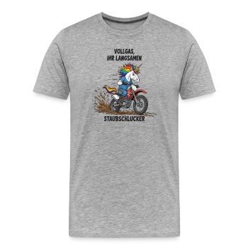 Licorne Motocross - T-shirt bio Premium Homme - gris chiné - Devant - Damien (186cm)