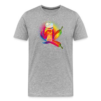 Bunter Pfefferstreuer mit scharfen Chilis - Männer Premium Bio T-Shirt - Grau meliert - Vorne - Damien (186cm)