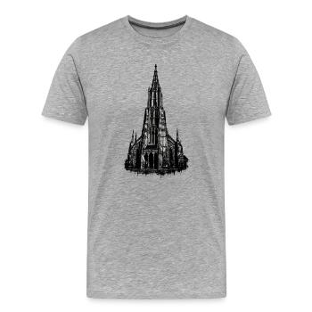 Ulm Minster Tower Street Art - T-shirt bio Premium Homme - gris chiné - Devant - Damien (186cm)