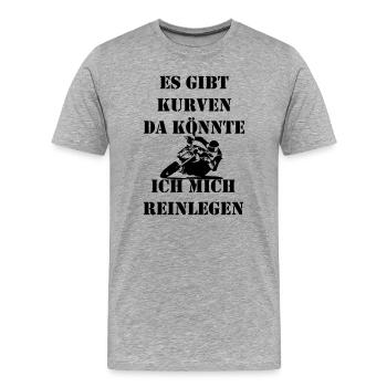 kurven reinlegen  - Männer Premium Bio T-Shirt - Grau meliert - Vorne - Damien (186cm)