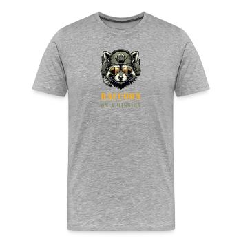 Waschbär in Mission - Männer Premium Bio T-Shirt - Grau meliert - Vorne - Damien (186cm)