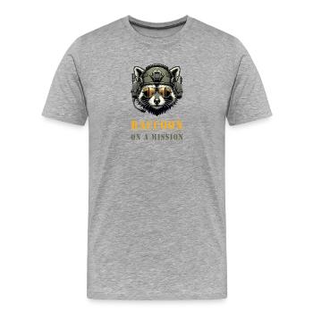 Waschbär in Mission - Männer Premium Bio T-Shirt - Grau meliert - Vorne - Damien (186cm)