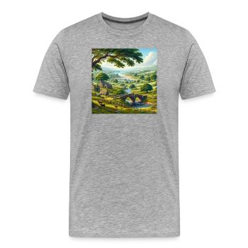Lebendige Naturansicht - Männer Premium Bio T-Shirt - Grau meliert - Vorne - Damien (186cm)