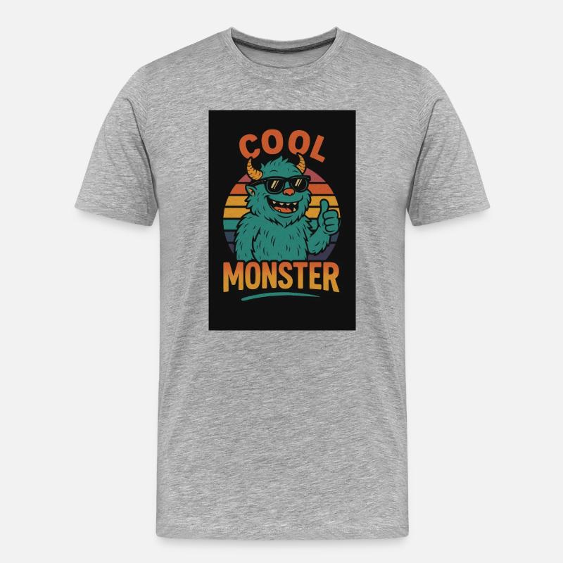 Cool Monster - Männer Premium Bio T-Shirt - Grau meliert