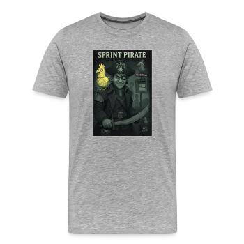 Sprint Pirate - Männer Premium Bio T-Shirt - Grau meliert - Vorne - Damien (186cm)