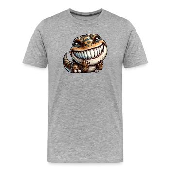 Mignon timide timide dinosaure dessin animé - T-shirt bio Premium Homme - gris chiné - Devant - Damien (186cm)