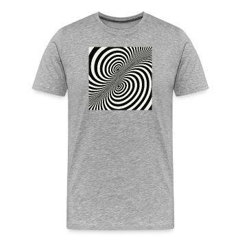 Optical Illusion Spiral Pattern in Black and White - Men's Premium Organic T-Shirt - heather grey - Front - Damien (186cm)