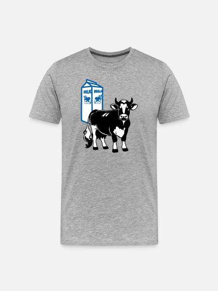 Milchkuh mit Milchkarton Hintergrund - Männer Premium Bio T-Shirt - Grau meliert