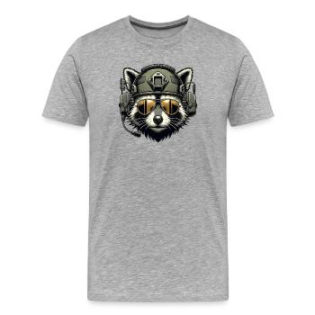 Military Raccoon - Men's Premium Organic T-Shirt - heather grey - Front - Damien (186cm)