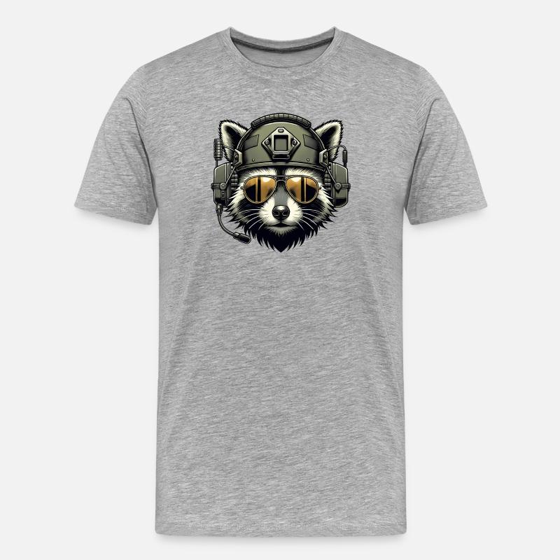 Militär Waschbär - Männer Premium Bio T-Shirt - Grau meliert