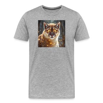 Animal Totem Cougar - T-shirt bio Premium Homme - gris chiné - Devant - Damien (186cm)