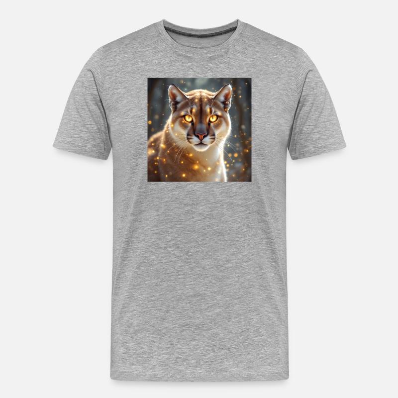 Krafttier Cougar - Männer Premium Bio T-Shirt - Grau meliert