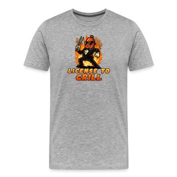 Lizenz zum Grillen von Flaming Chef - Männer Premium Bio T-Shirt - Grau meliert - Vorne - Damien (186cm)