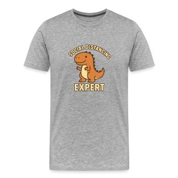 Social Distancing Expert Dino - Männer Premium Bio T-Shirt - Grau meliert - Vorne - Damien (186cm)