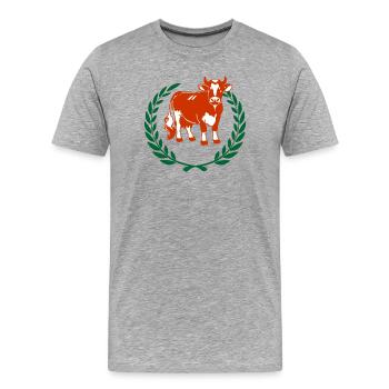 Vache laitière championne - T-shirt bio Premium Homme - gris chiné - Devant - Damien (186cm)