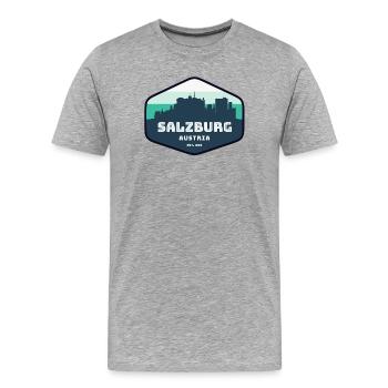 Silhouette de la ligne d’horizon de Salzbourg - T-shirt bio Premium Homme - gris chiné - Devant - Damien (186cm)