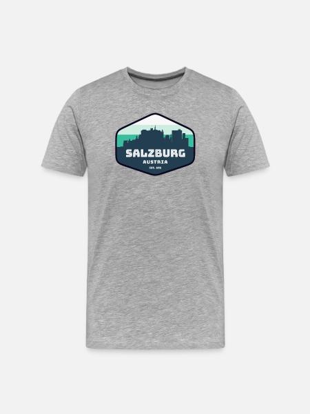 Salzburg Skyline Silhouette - Men's Premium Organic T-Shirt - heather grey