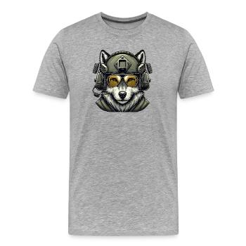 Military Wolf - Men's Premium Organic T-Shirt - heather grey - Front - Damien (186cm)