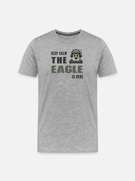 Keep Calm – The Eagle Is Here - Männer Premium Bio T-Shirt - Grau meliert