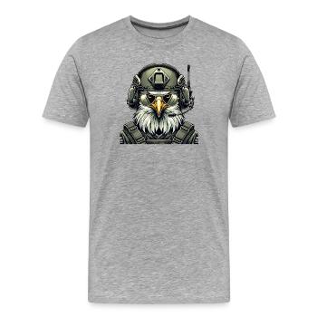 Military Eagle on Mission - Men's Premium Organic T-Shirt - heather grey - Front - Damien (186cm)