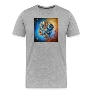 Kosmische Uhrwerk Fusion - Männer Premium Bio T-Shirt - Grau meliert - Vorne - Damien (186cm)