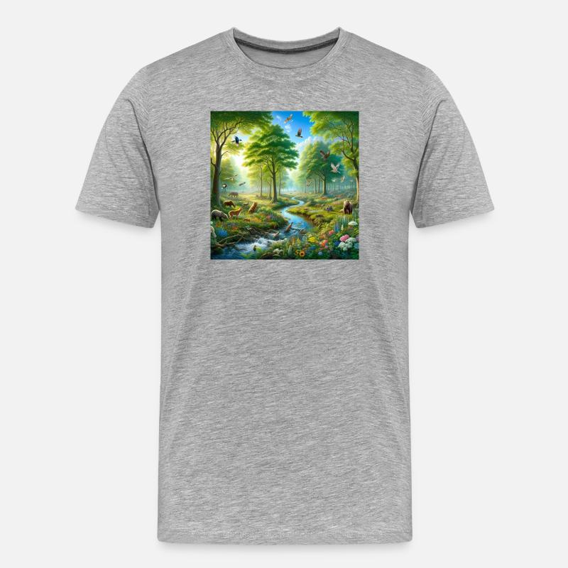 Harmonischer Naturtraum - Männer Premium Bio T-Shirt - Grau meliert