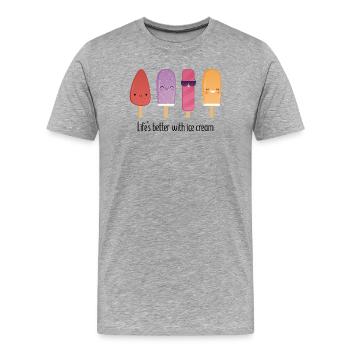 Lifes better with cream - Männer Premium Bio T-Shirt - Grau meliert - Vorne - Damien (186cm)