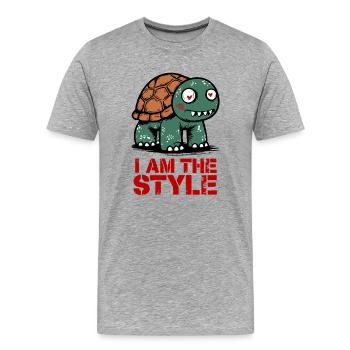 Tortue Je suis le Style - T-shirt bio Premium Homme - gris chiné - Devant - Damien (186cm)