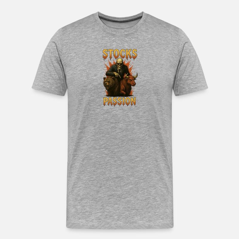 Aktien Passion - Männer Premium Bio T-Shirt - Grau meliert