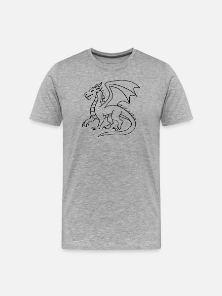 Drachen zum ausmalen - Männer Premium Bio T-Shirt - Grau meliert