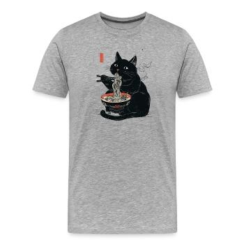 Ramen Kitty - Men's Premium Organic T-Shirt - heather grey - Front - Damien (186cm)
