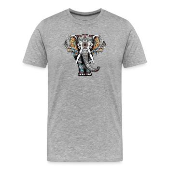 Colorful elephant in tattoo style - Men's Premium Organic T-Shirt - heather grey - Front - Damien (186cm)