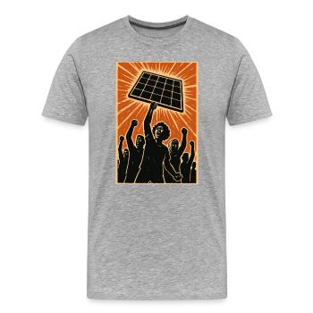 Power to the People – Literally - Männer Premium Bio T-Shirt - Grau meliert - Vorne - Damien (186cm)