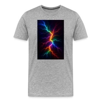 Rainbow Lightning Storm - Men's Premium Organic T-Shirt - heather grey - Front - Damien (186cm)