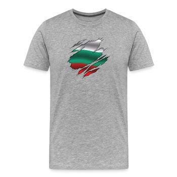 Bulgaria Flag - Bulgaria - Torn Flag - Men's Premium Organic T-Shirt - heather grey - Front - Damien (186cm)