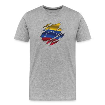 Flag of Venezuela - Venezuela - Torn Flag - Men's Premium Organic T-Shirt - heather grey - Front - Damien (186cm)
