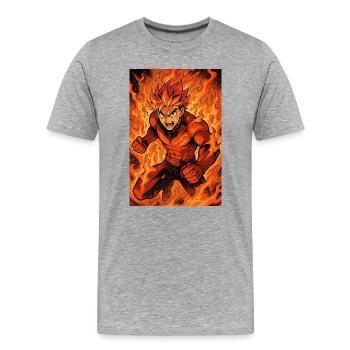 Chasseur de flammes d’incendie - T-shirt bio Premium Homme - gris chiné - Devant - Damien (186cm)