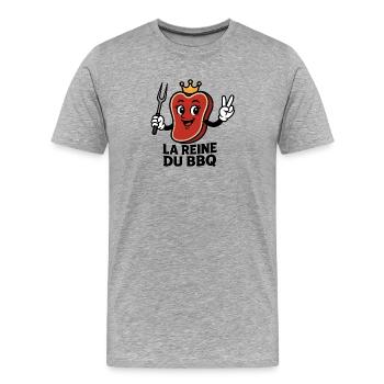 La Reine du BBQ - T-shirt bio Premium Homme - gris chiné - Devant - Damien (186cm)
