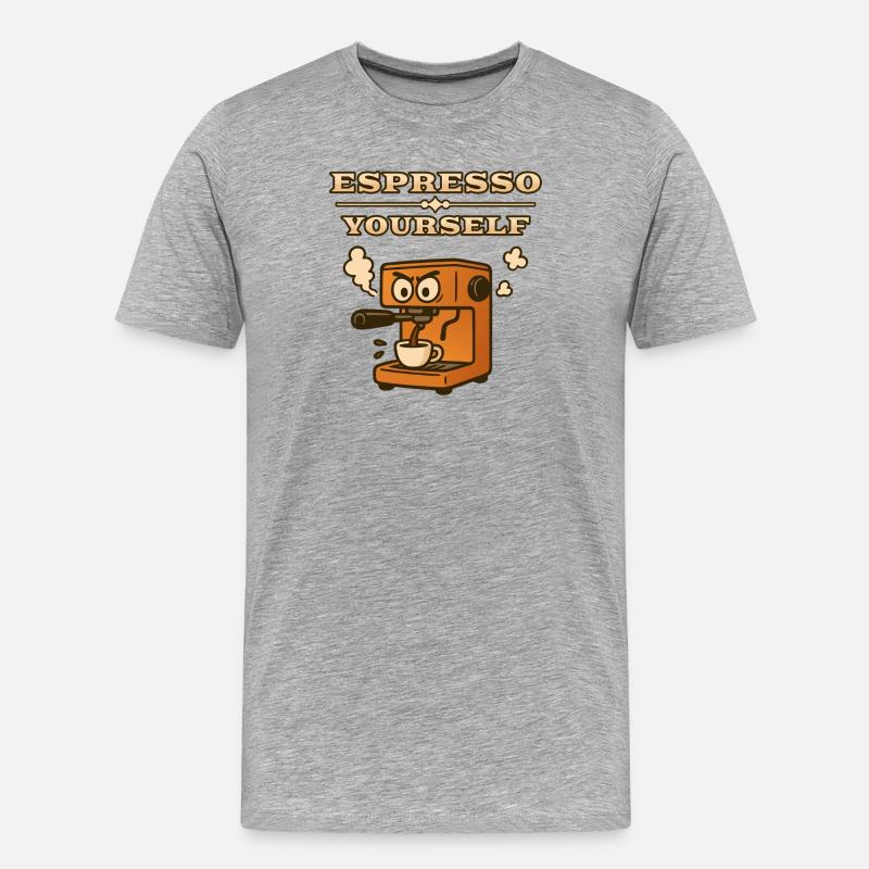 Espresso selbst - Männer Premium Bio T-Shirt - Grau meliert