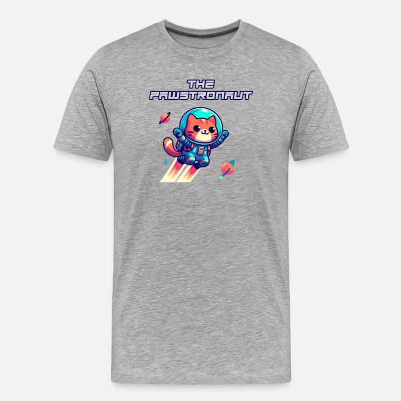 L’astronaute Cat dans l’espace - T-shirt bio Premium Homme - gris chiné