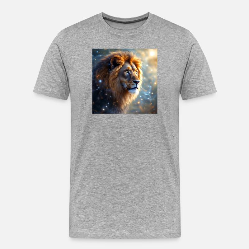 Krafttier Löwe - Männer Premium Bio T-Shirt - Grau meliert