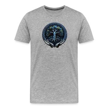 Water and Wisdom The mystical Celtic Tree of Life - Men's Premium Organic T-Shirt - heather grey - Front - Damien (186cm)